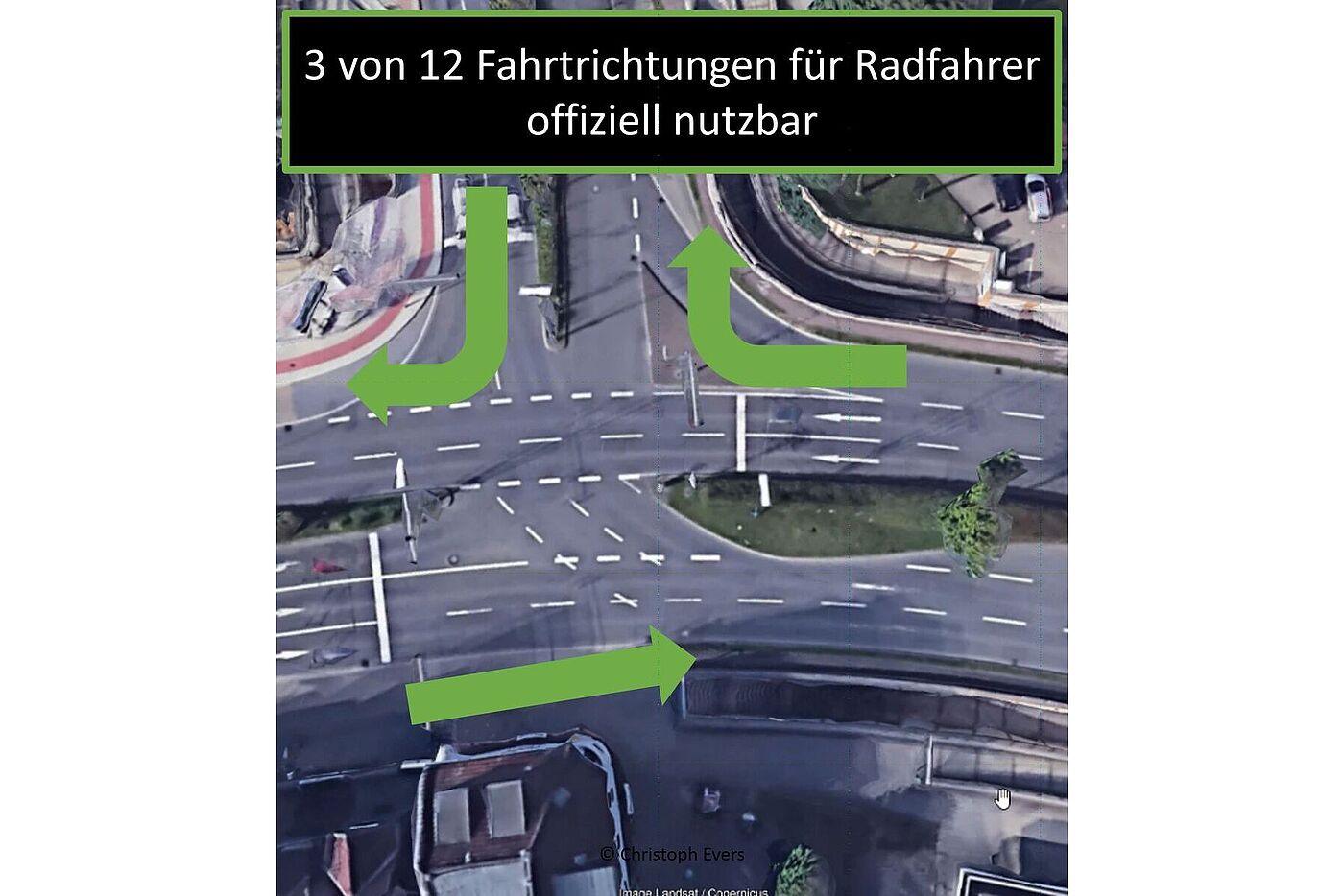 Bild von Kreuzung am Berg - Erlaubte und mögliche Fahrtrichtungen
