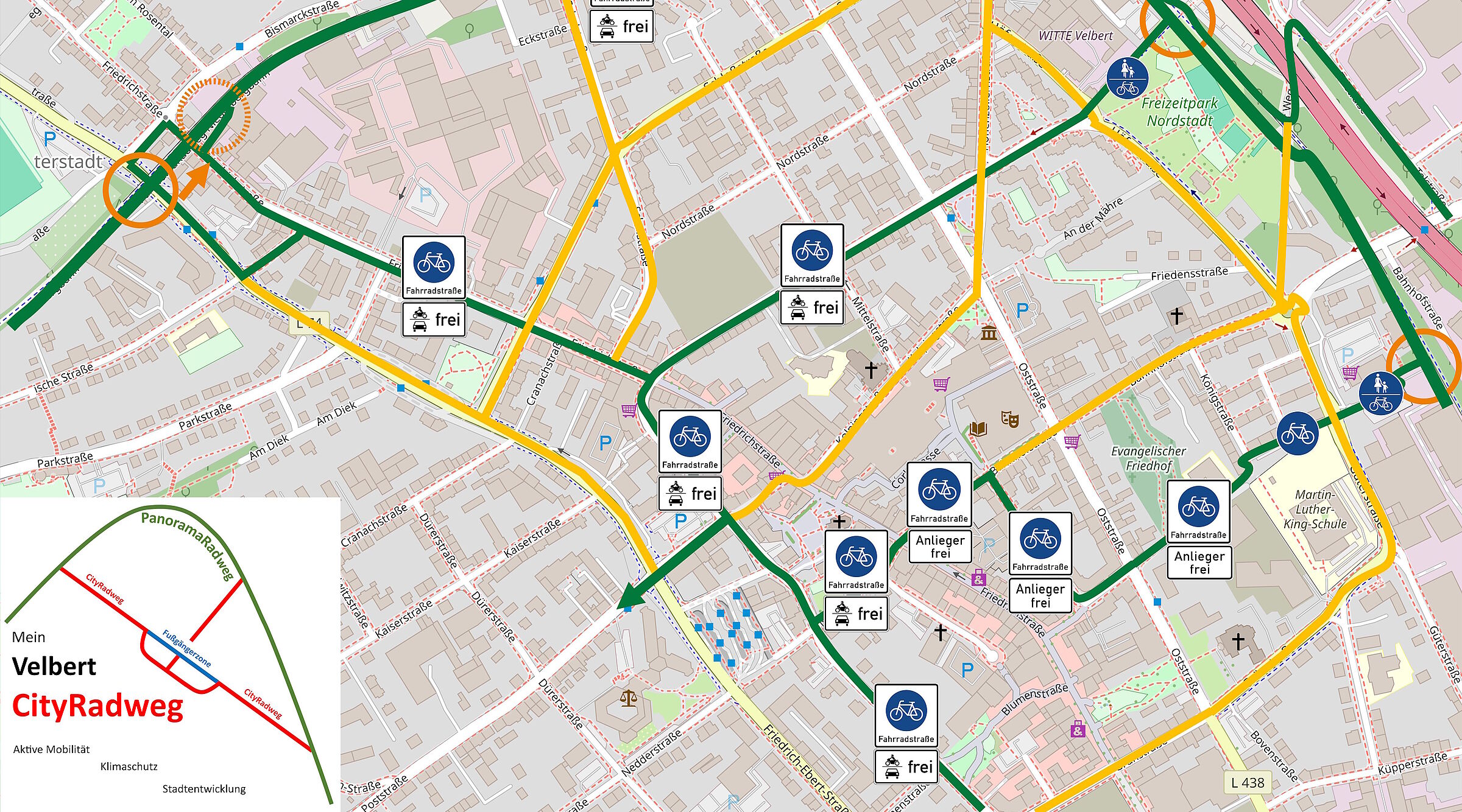 Radvekehrsnetz für die Velbert Innenstadt