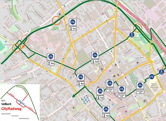 Radvekehrsnetz für die Velbert Innenstadt